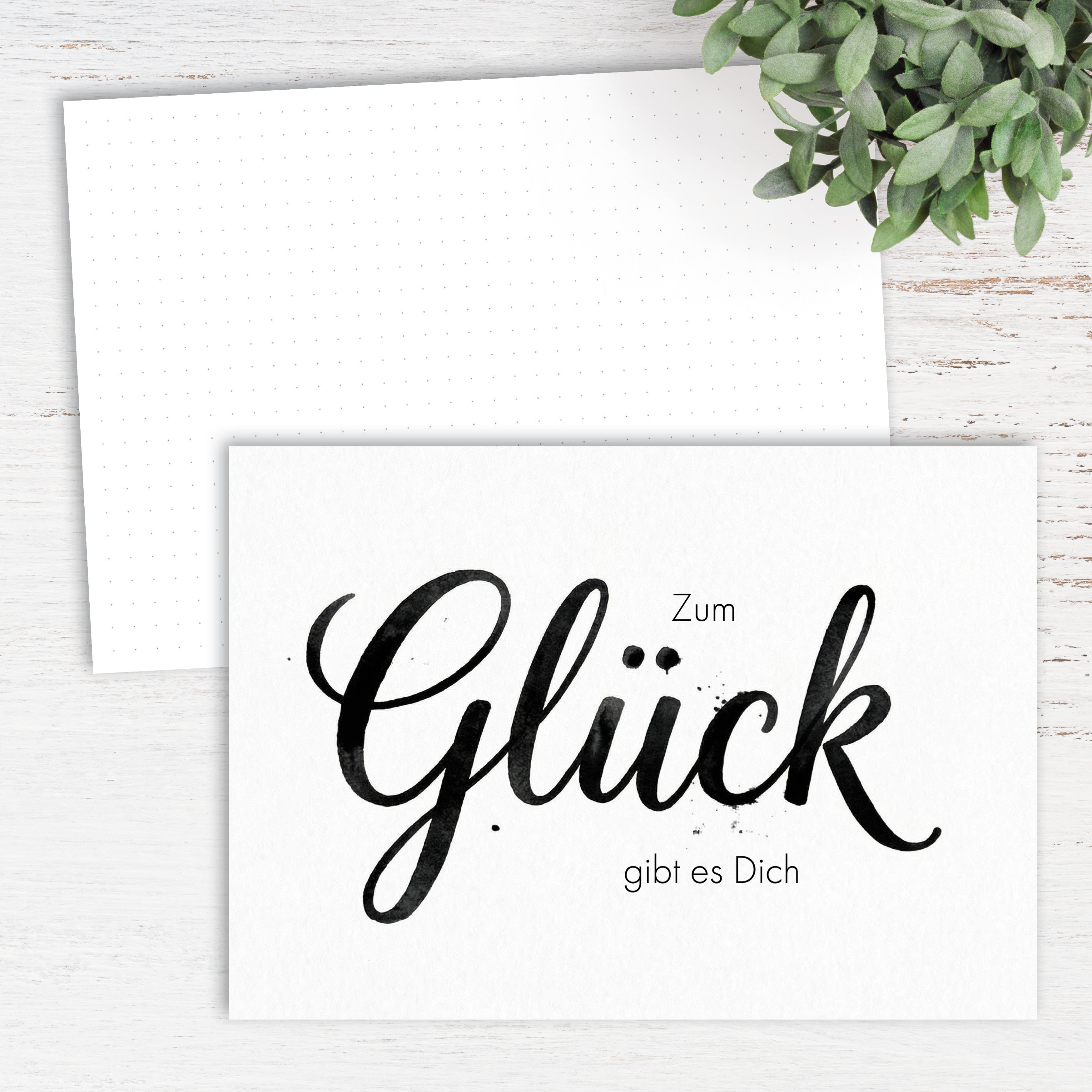 Grußkarte "Zum Glück gibt es Dich" – Elegante Kalligraphie auf Hellbeige | unifarben Postkarte DIN A6
